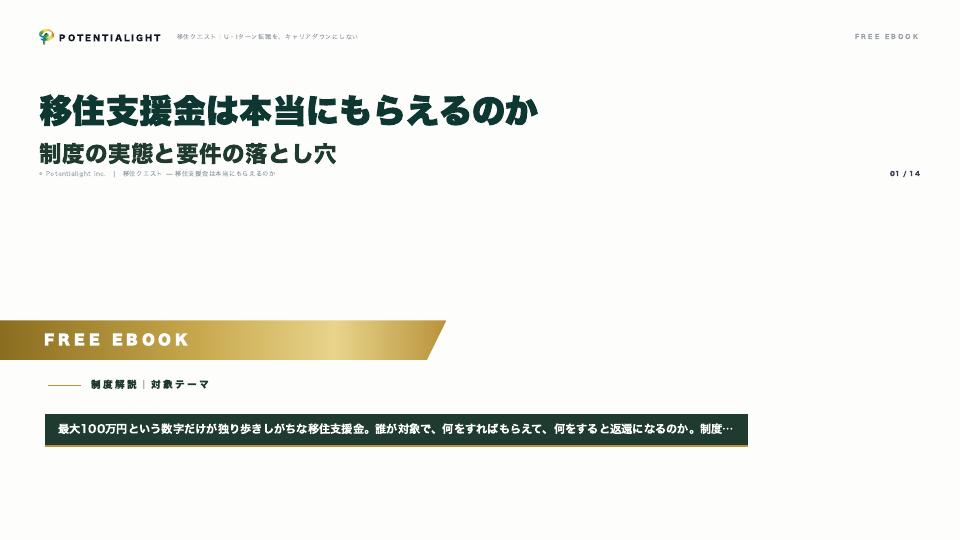 移住支援金は本当にもらえるのか — 制度の実態と要件の落とし穴 eBook表紙