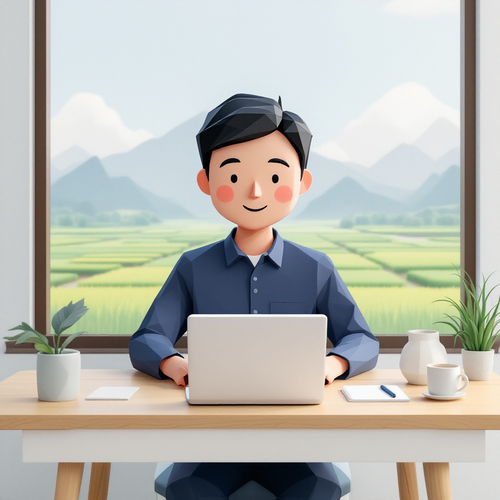 フルリモート正社員（移住継続組）のキャラクターイラスト