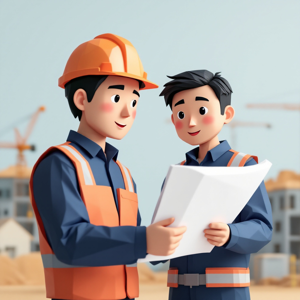 施工管理（建設・設備）のキャラクターイラスト
